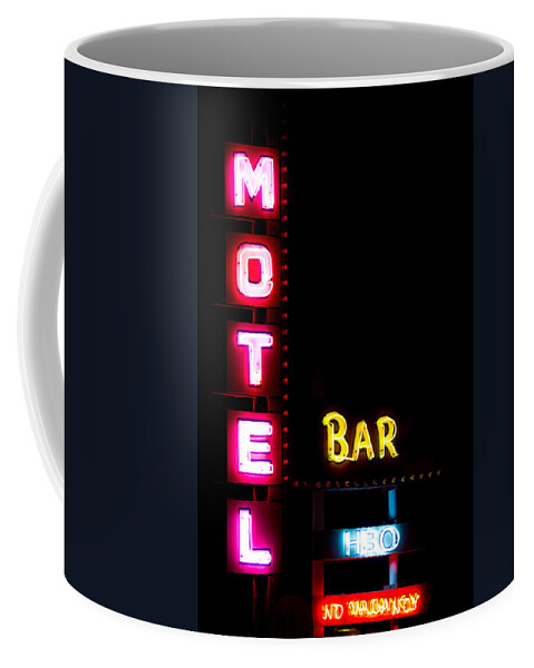 Neon Coffee Mug featuring the photograph Motel Bar HBO No Vacancy by James BO Insogna