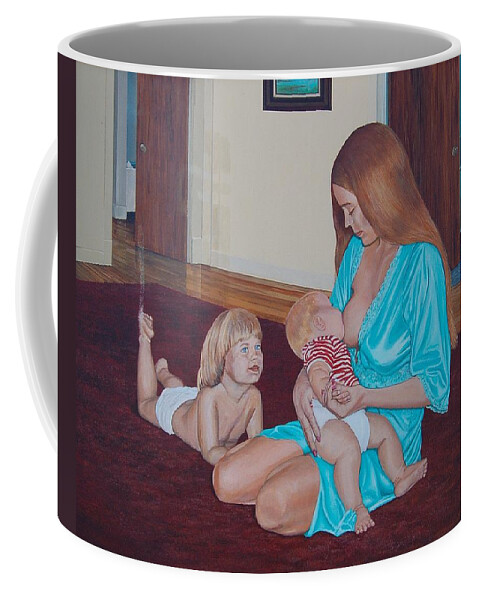 Portrait Coffee Mug featuring the painting Mother's Milk by AnnaJo Vahle