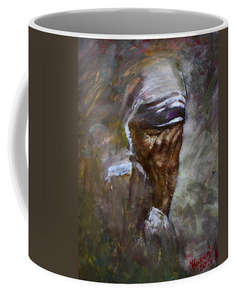 Mother Teresa Coffee Mug featuring the painting Mother's Pain by Ylli Haruni
