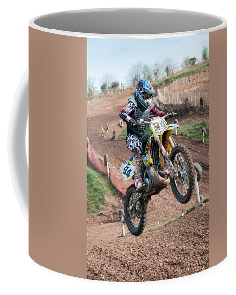 Motorcross Coffee Mug featuring the photograph Motocross leap by Roy Pedersen