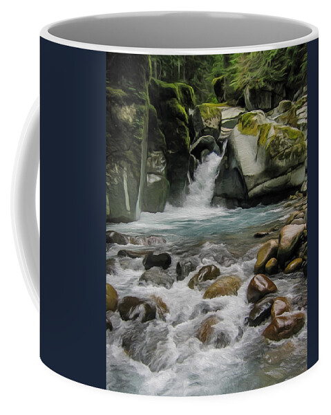 Waterfalls Coffee Mug featuring the painting Mount Rainier Falls by John Haldane