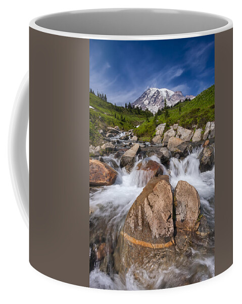 3scape Coffee Mug featuring the photograph Mount Rainier Glacial Flow by Adam Romanowicz