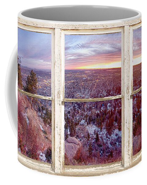 Mountains Coffee Mug featuring the photograph Mountain City White Rustic Barn Picture Window View by James BO Insogna