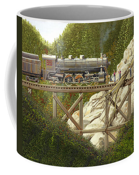 Railroad Coffee Mug featuring the painting Mountain impasse by Gary Giacomelli