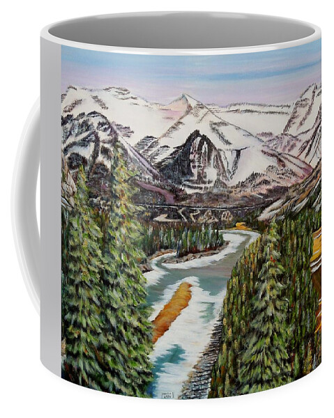 Fairmount Banff Springs Golf Course Coffee Mug featuring the painting Mountain Spring - Banff Springs by Marilyn McNish