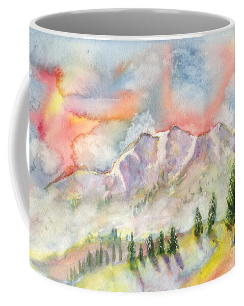Mountains Coffee Mug featuring the painting Mountain Sunset by Walt Brodis