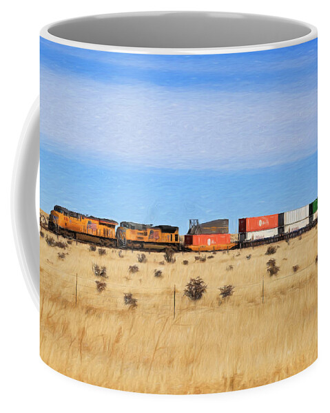 Union Pacific Coffee Mug featuring the photograph Moving America Across the Heartland by Donna Kennedy