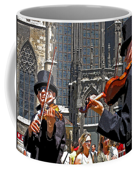 Buskers Coffee Mug featuring the photograph Mozart in Masquerade by Ann Horn