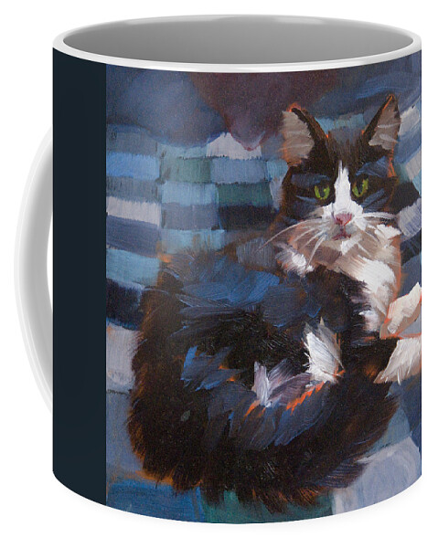 Cat Coffee Mug featuring the painting Mr. Tuxedo by Alice Leggett