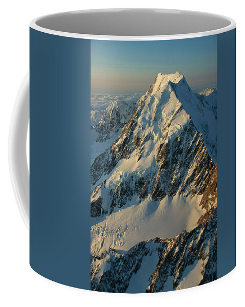 00260040 Coffee Mug featuring the photograph Mt Cook aka Aoraki Aerial View by Colin Monteath