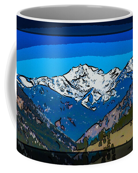 16x9 Coffee Mug featuring the painting Mt Gardner in the Spring Abstract Painting by Omaste Witkowski