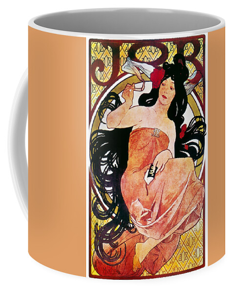 1897 Coffee Mug featuring the painting Mucha Cigarette Papers by Granger