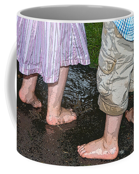 Tiny Feet Coffee Mug featuring the photograph Mud Puddles by Georgette Grossman