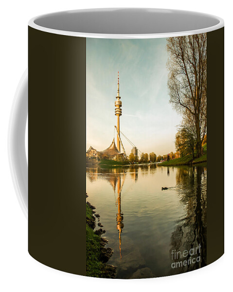 Architecture Coffee Mug featuring the photograph Munich - Olympiapark - Vintage by Hannes Cmarits