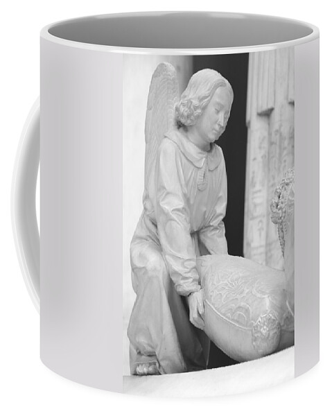 Angel Coffee Mug featuring the photograph Angel with stone pillow Pittsburgh Museum by Valerie Collins