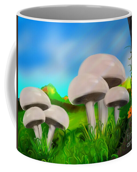 Mushroom Coffee Mug featuring the digital art Mushroom Land by Christine Fournier