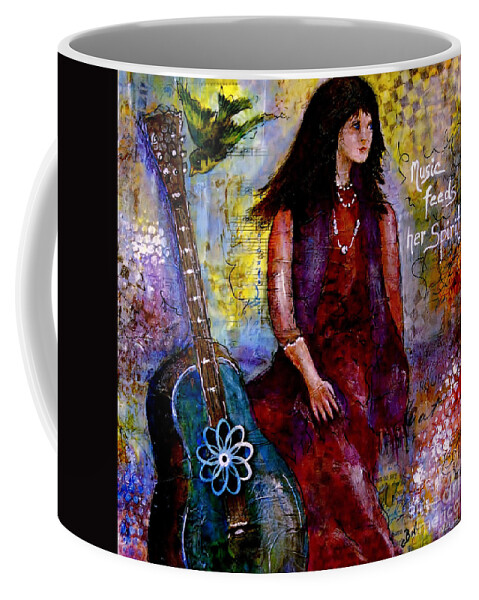 Music Coffee Mug featuring the painting Music Feeds Her Spirit by Claire Bull