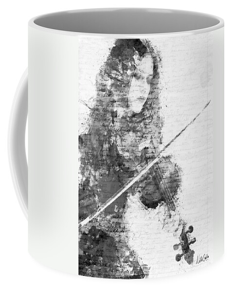 Violin Coffee Mug featuring the digital art Music In My Soul Black and White by Nikki Marie Smith