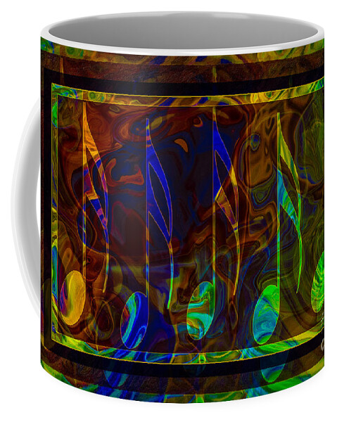 Music Notes Coffee Mug featuring the digital art Music is Magical Abstract Healing Art by Omaste Witkowski