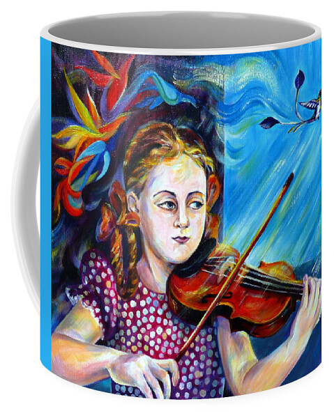Music Coffee Mug featuring the painting Music Lessons by Anna Duyunova