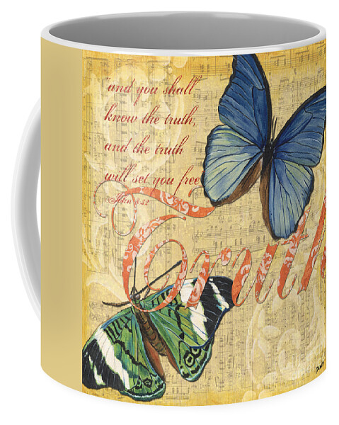 Butterfly Coffee Mug featuring the painting Musical Butterflies 3 by Debbie DeWitt