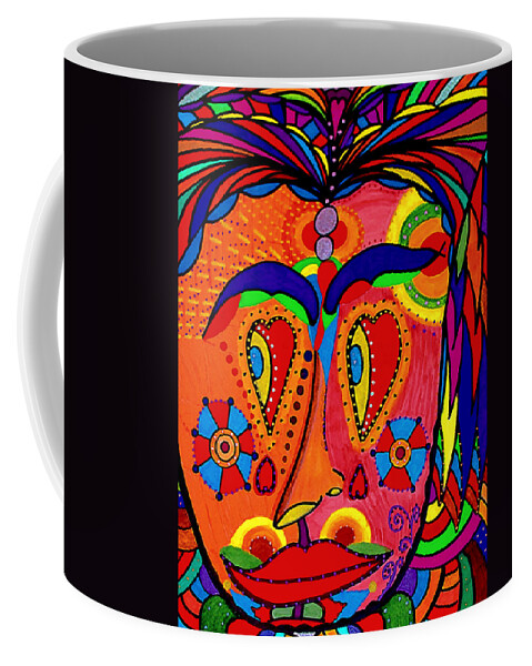 Abstract Coffee Mug featuring the painting My Funny Little Clown Face - Color Love by Marie Jamieson