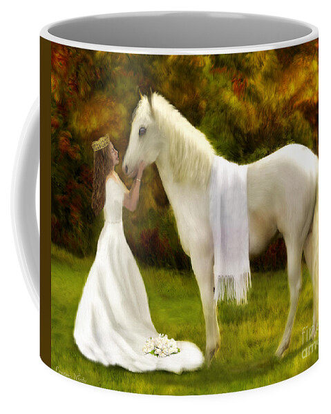 Bride And White Horse Coffee Mug featuring the painting My King Is Coming by Constance Woods