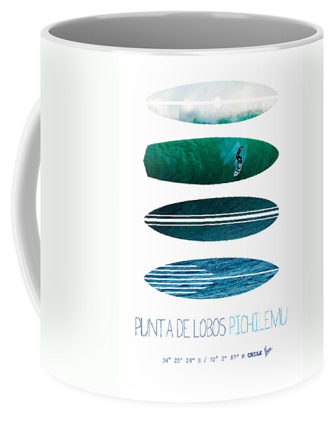 Minimal Coffee Mug featuring the digital art My Surfspots poster-3-Punta de Lobos-Chile by Chungkong Art