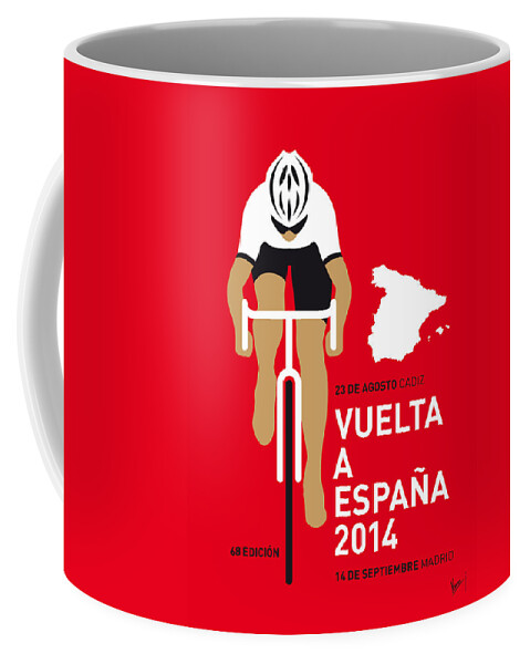 Minimal Coffee Mug featuring the digital art My Vuelta A Espana Minimal Poster 2014 by Chungkong Art