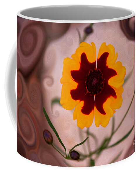 Bloom Coffee Mug featuring the painting Mysterious Lady or Enchanted Flower by Omaste Witkowski