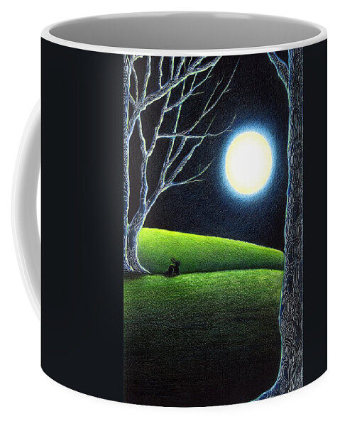Bunny Coffee Mug featuring the drawing Mystery's Silence and Wonder's Patience by Danielle R T Haney