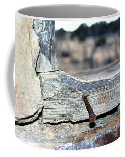 Homestead Colorado Nail Window Stone Rock La Junta Coffee Mug featuring the photograph Nail on the Trail by Susie Rieple