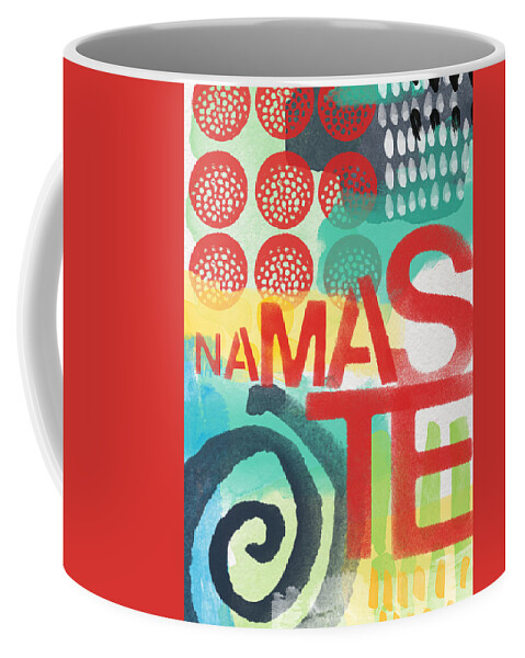Namaste Coffee Mug featuring the painting Namaste- Contemporary Abstract Art by Linda Woods