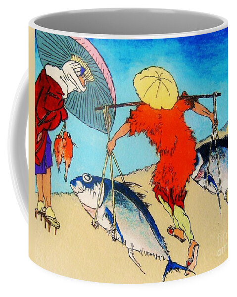 Original Coffee Mug featuring the painting Nani wa ryoshi o shiawaseni suru by Thea Recuerdo
