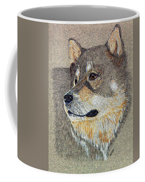 Dog Coffee Mug featuring the drawing Nanook by Stephanie Grant