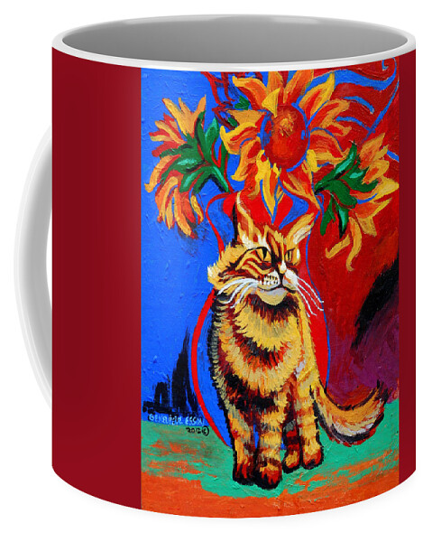 Cat Coffee Mug featuring the painting Natasha by Genevieve Esson