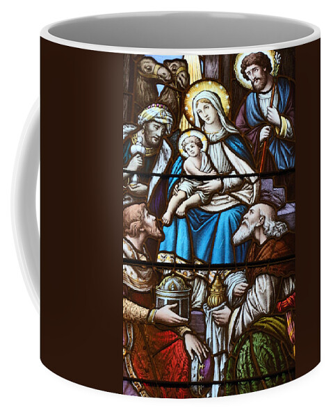 Nativity Coffee Mug featuring the photograph Nativity Stained Glass by Munir Alawi
