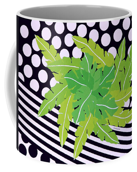 Botanical Impression In Greens And Black Coffee Mug featuring the painting Negative Green by Thomas Gronowski