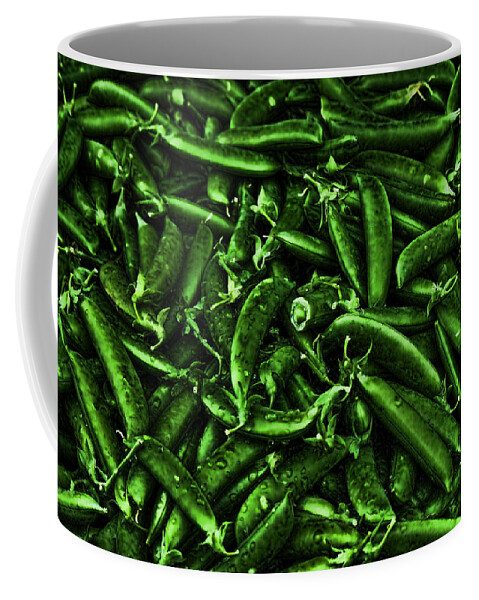 Peapods Coffee Mug featuring the photograph Neon Green PeaPods by Cathy Anderson