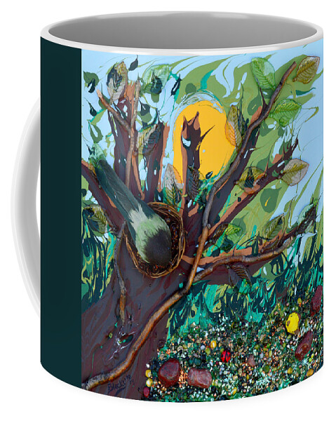 Birds Coffee Mug featuring the mixed media Nesting by Donna Blackhall