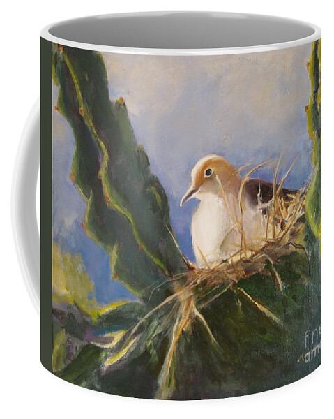 Dove Coffee Mug featuring the painting Home is Where the Heart Is by Maria Hunt
