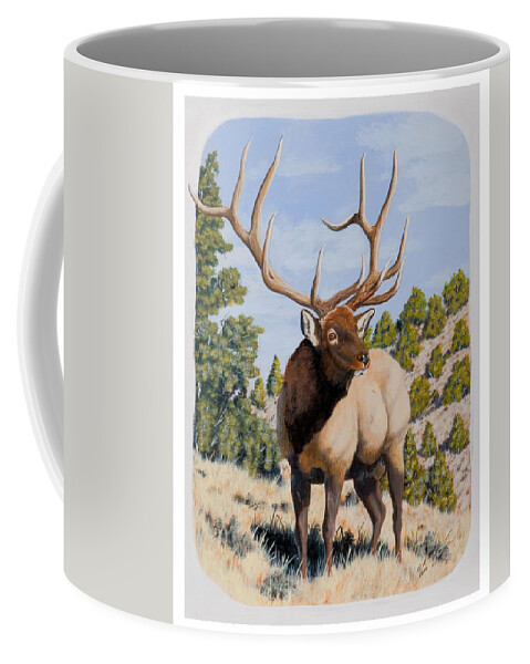Nevada Coffee Mug featuring the painting Nevada Typical Elk by Darcy Tate