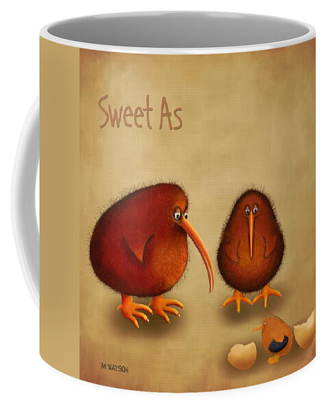 Kiwi Coffee Mug featuring the digital art New arrival. Kiwi bird - Sweet as - boy by Marlene Watson