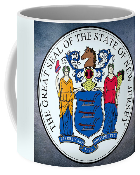 New Jersey Coffee Mug featuring the digital art New Jersey State Seal by Movie Poster Prints