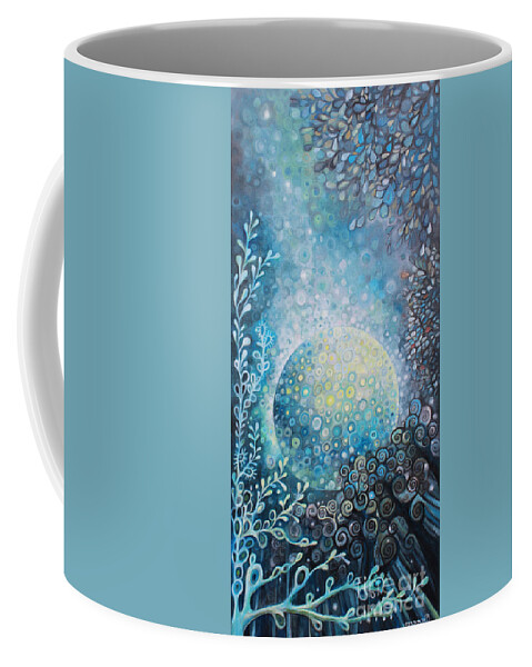 Moon Coffee Mug featuring the painting New Moon Rise 1 by Manami Lingerfelt