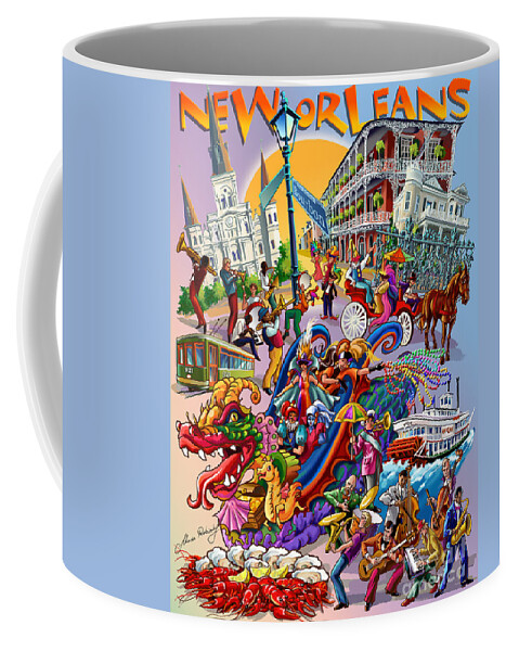 New Orleans Coffee Mug featuring the digital art New Orleans in color by Maria Rabinky