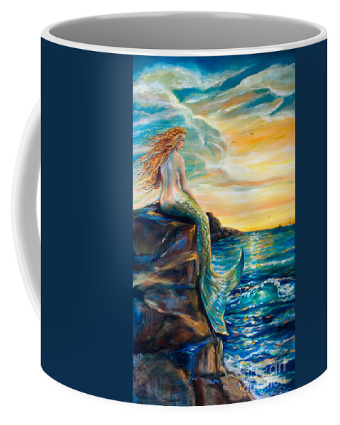 Mermaid Coffee Mug featuring the painting New Smyrna Inlet by Linda Olsen