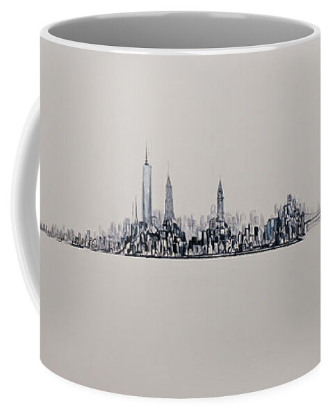 Painting Coffee Mug featuring the painting New York City 2013 Skyline, by Jack Diamond