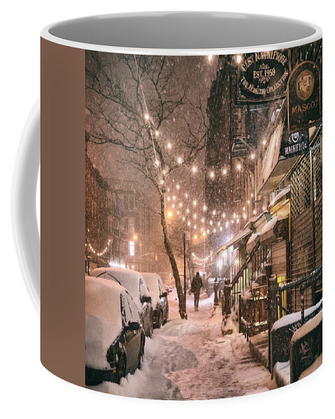 Nyc Coffee Mug featuring the photograph New York City - Winter Snow Scene - East Village by Vivienne Gucwa