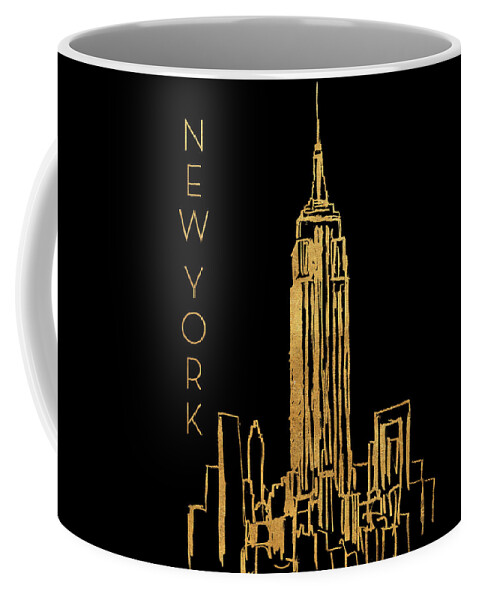 New Coffee Mug featuring the mixed media New York On Black by Nicholas Biscardi